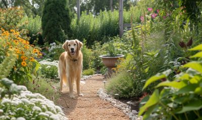 Hund in einem Hundefreundlichen Garten Bild 2