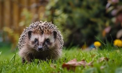 Igel läuft durch den Garten